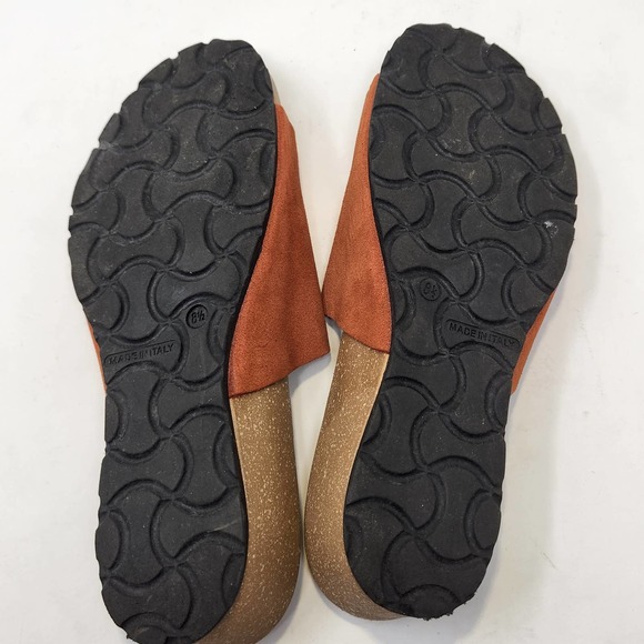 Marina Luna Comfort Orange Suede Cork Wedge Slides Sandals Size 8.5 Slip On Shoe - Picture 7 of 8
